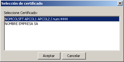 Selección de certificado