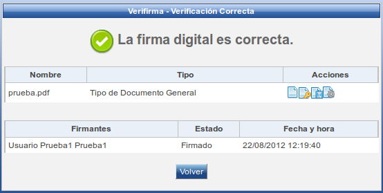 Verificación correcta